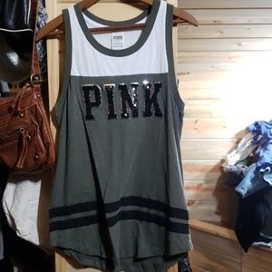 NWOT Victoria Secret PINK sequins logo tank